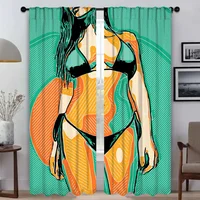 Anti-mosquito Curtains 2 Pieces Abstract Sexy Girl Blackout Curtains for Camera Window Curtain Tulle for Bedroom Blinds Kitchen 1
