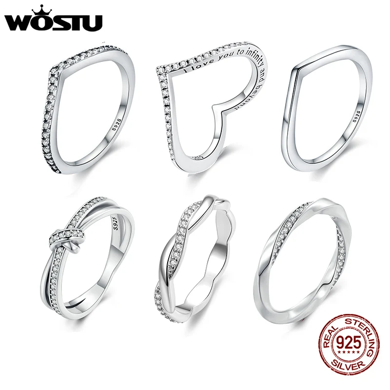 Silver Ring 925 Sterling Silver Shimmering Wish Stackable Finger Ring For Women