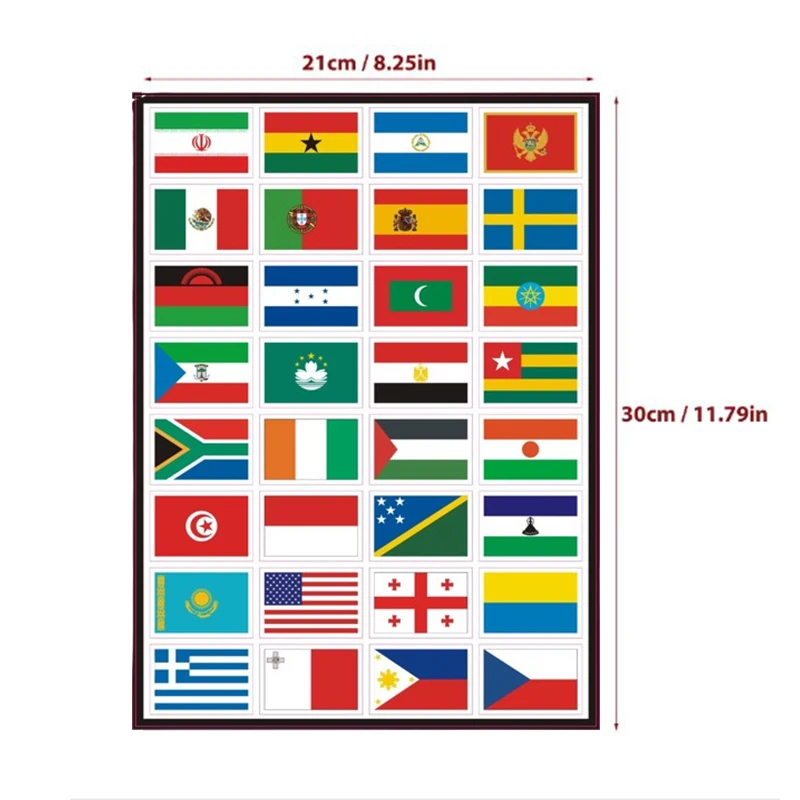 7 Sheets World Flag Stickers PVC Stickers Self-Adhesive Flag World Football Match Face Decoration