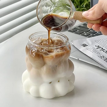 Tazza in vetro INS Bicchiere resistente al calore Succo trasparente Tazza da caffè al latte Design unico Tazza in vetro rosa 3D Bicchieri da acqua Bicchieri 1