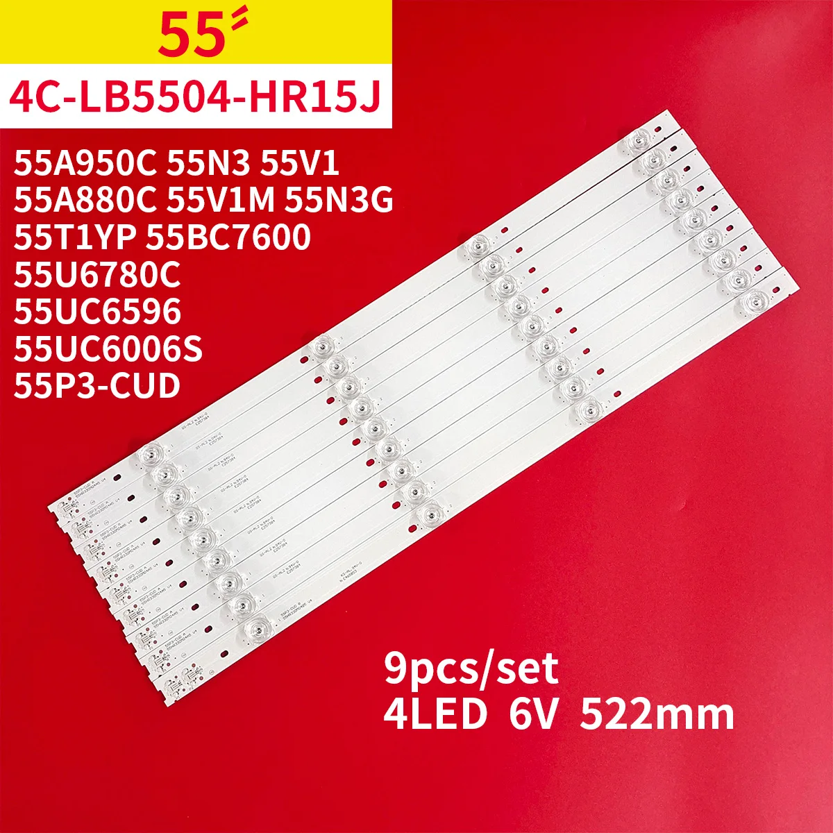 Led Backlight Strip 4 Lamps for TCL Thomson 55UC6586 55A950C 55A880C 55N3 55P3F 55P3-CUD 55HR330M04A5 v4 4C-LB5504-HR15J