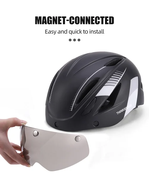 Casco Bici Con LED USB - Visiera Magnetica, 21 Ventilazioni, Regolabile 57-62cm, Unisex - Foto 8