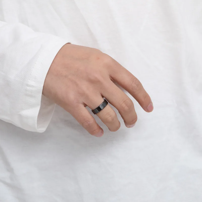 6mm Flat Black White Ceramic Rings For Women Men Minimalist Zirconia Jewelry Waterproof Simple Fashion Gift US Size 6 To 12 4