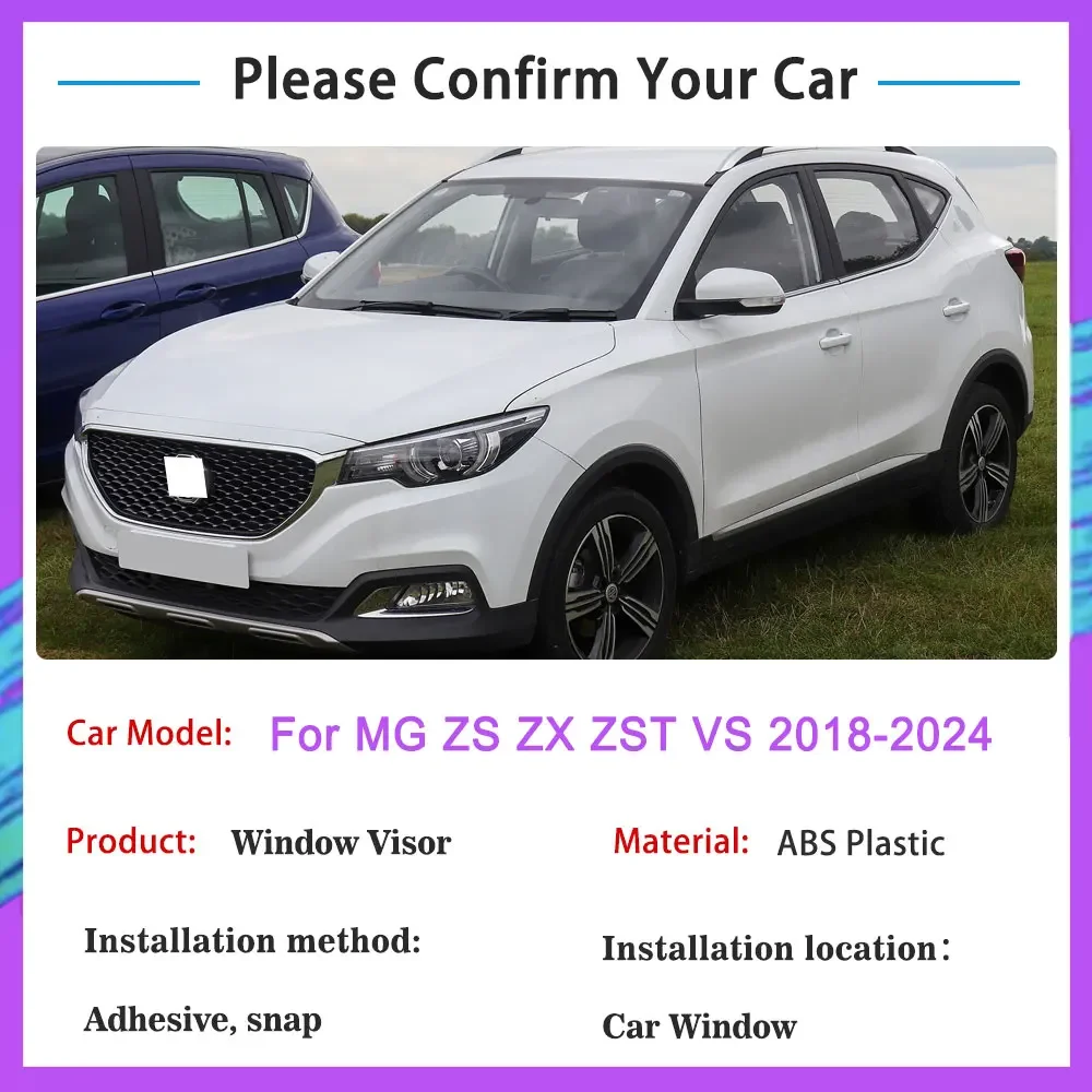 For MG ZS ZX ZST VS 2018~ Rain Sunshade Window Visor Windshield Deflectors Protective Cover Ventilation Accessory