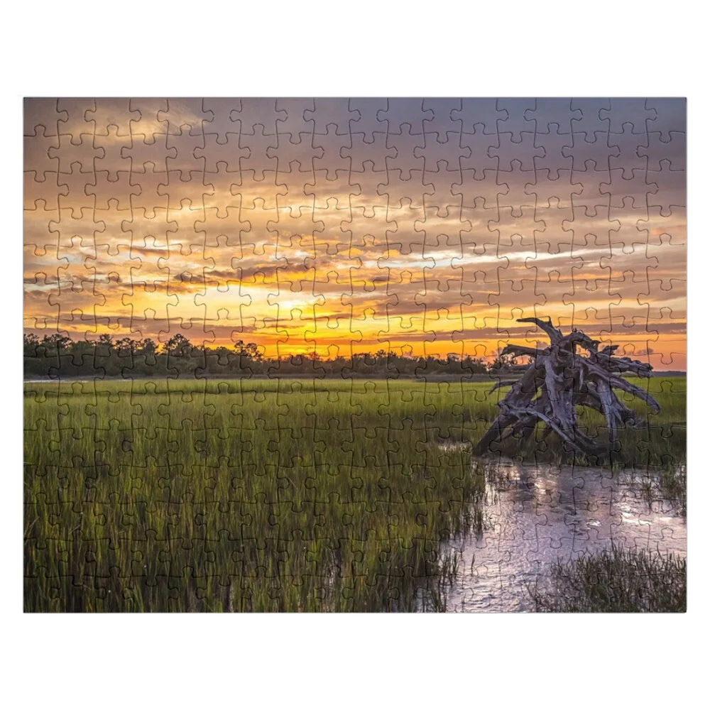 Lowcountry - Salt Marsh at Sunset in South Carolina Jigsaw Puzzle Wooden Jigsaw Puzzles For Adults Personalised Puzzle