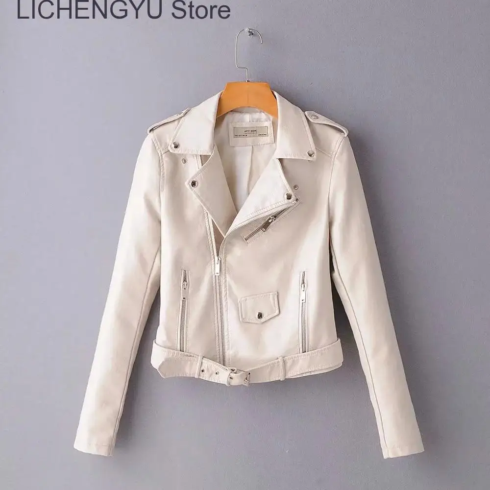 2022 New Arrival brand Winter Autumn Motorcycle leather jackets yellow leather jacket women leather coat slim PU jacket Leather