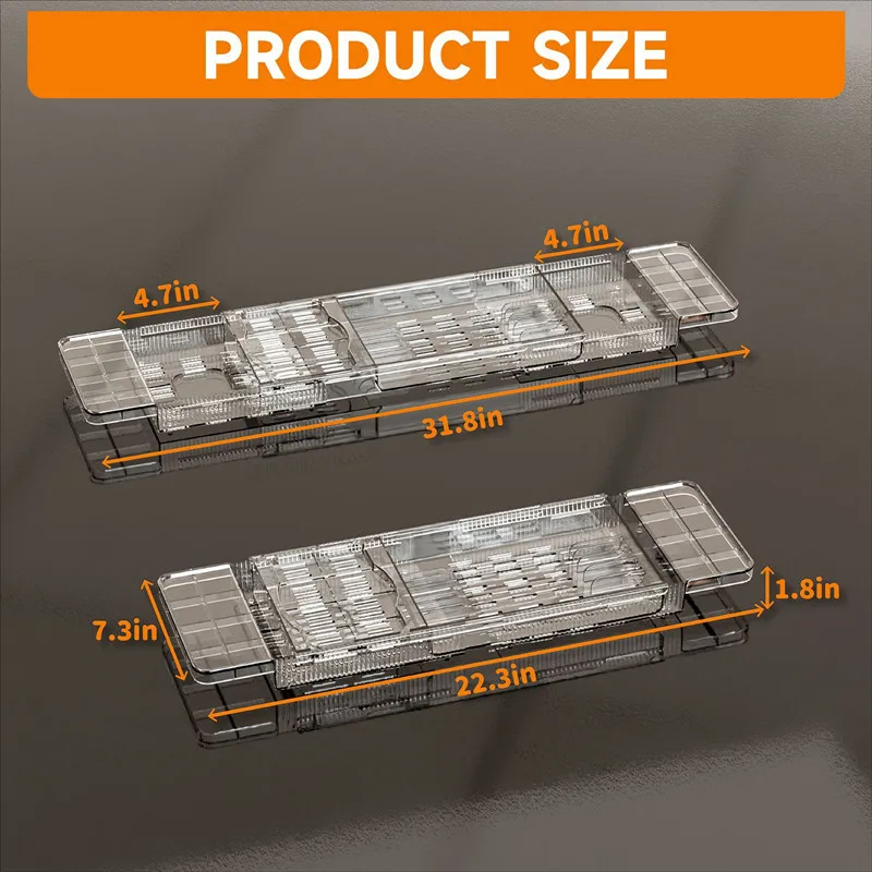 Expandable Bathtub Tray Plastic Tub Tray For Bathtub Storage Rack for Bath Supplies Towel Body Wash Phone Shelf