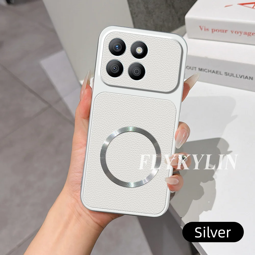Litchi Textured Leather Protective Shell with Magnetic Suction - Anti-Drop Design