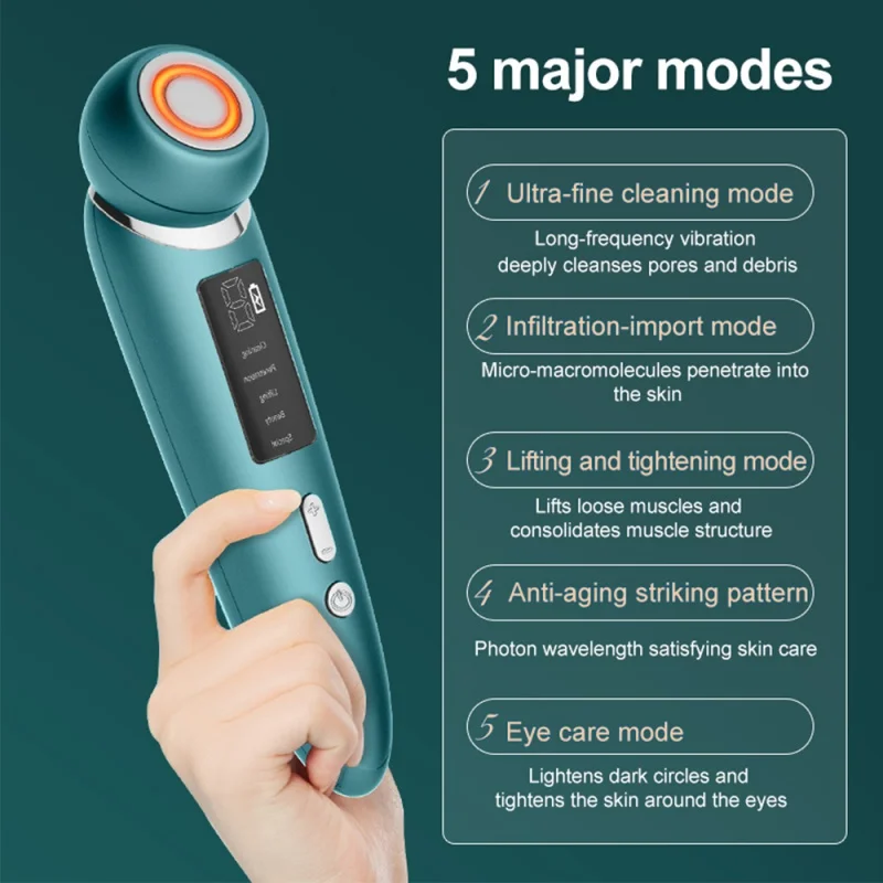 LED Light Beauty Device Hot Compress Skin Care Wrinkle Removal EMS Face Lifting Massager