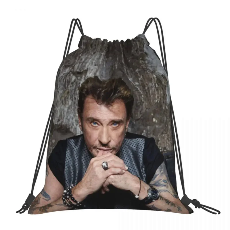 

Johnny Hallyday Rock N Roll Backpacks Multi-function Portable Drawstring Bags Drawstring Bundle Pocket Sports Bag Book Bags