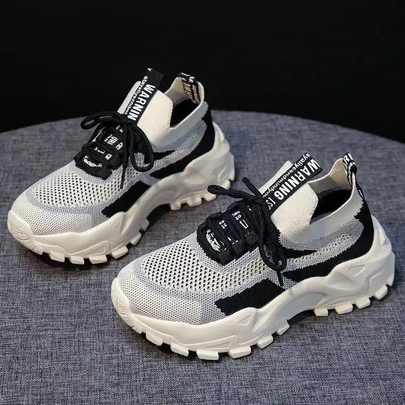 Women Flat Shoes Spring Shoes Children Flying Woven Breathable Casual Women Shoes Student Fashionable Dad Shoes Sports Shoes