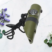 

7 in 1 Multifunctional Portable Whistles Emergency Survival Whistles with Lanyard LED Light Compass Magnifier for