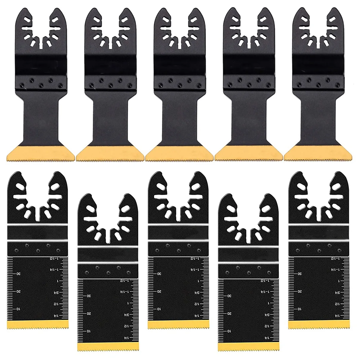 

10pcs Multitool Blades Bi-metal Titanium Plating Oscillating Saw Blades Quick Release High Precision Multi-Tooth Oscillating