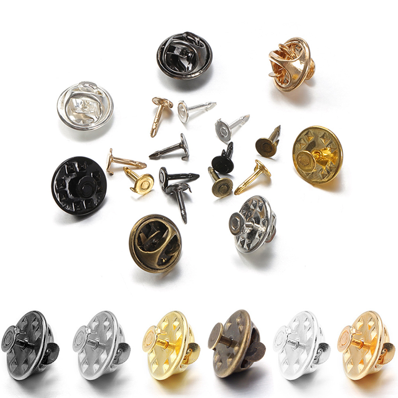 30/50/100Pcs Metal Locking Pin Back Brooch Badge Holder Lapel Base For DIY Jewellery Material Making Supply Craft Accessories