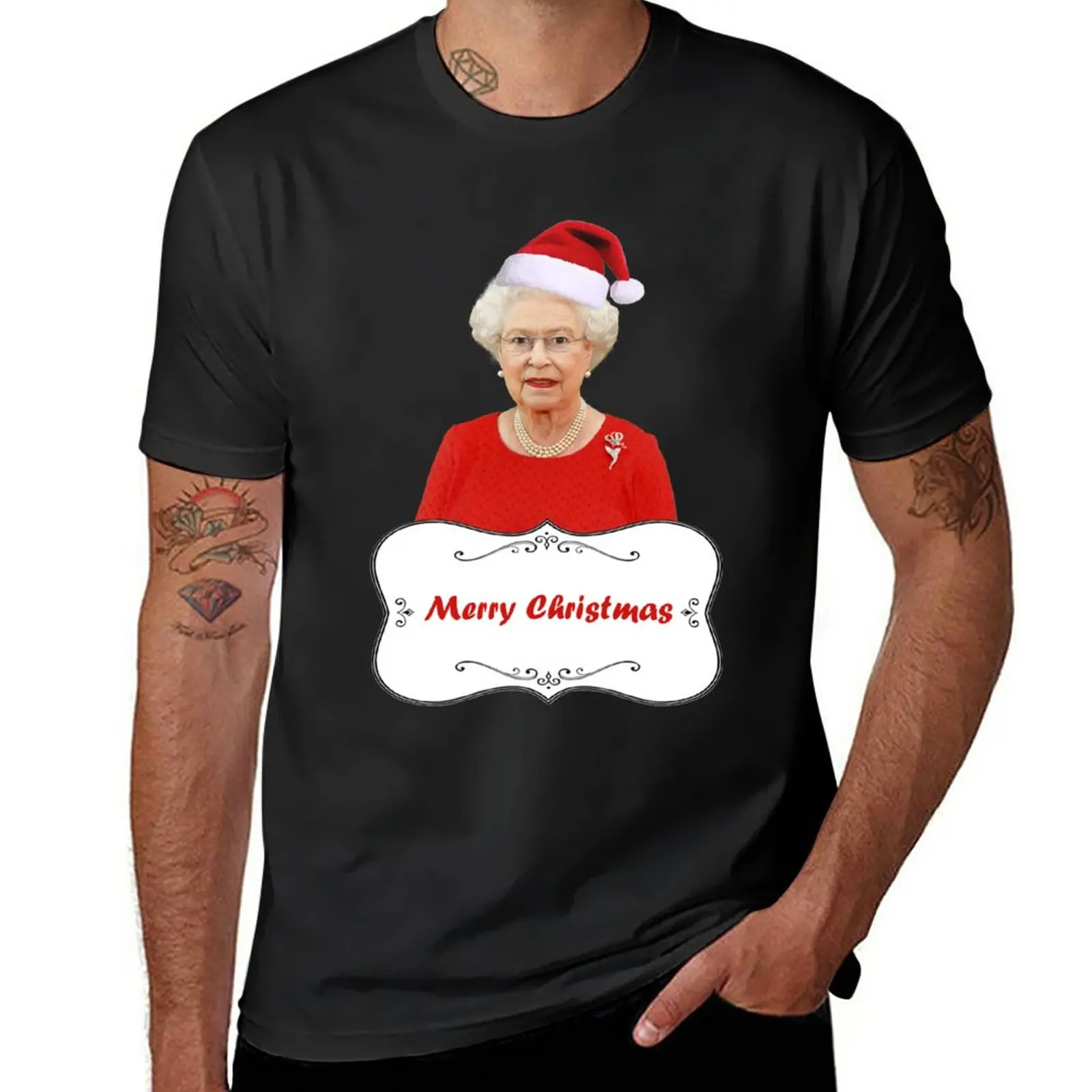 

New Queen Eizabeth II Merry Christmas T-Shirt summer tops Oversized t-shirt anime aesthetic clothes t shirt for men