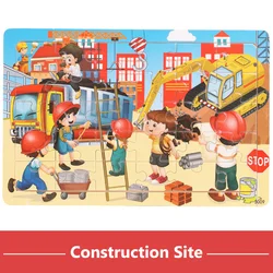 Montessori 3D Cartoon Animal Wooden Jigsaw Puzzle Set - Educational Toy (Construction)