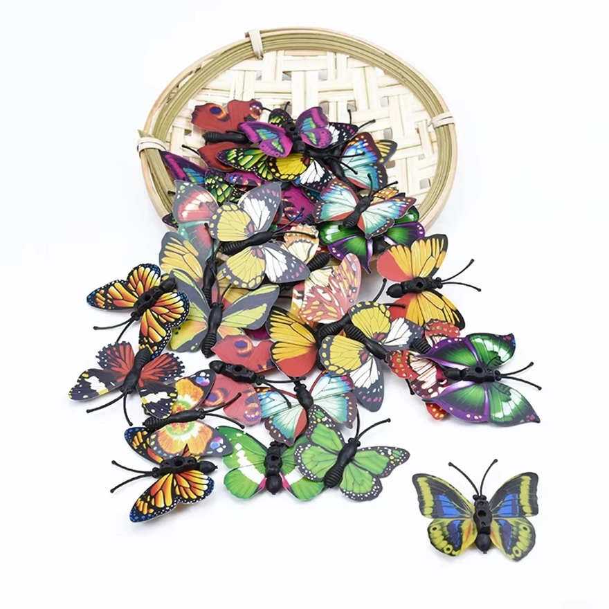50 Stück Kunststoff Schmetterling Kühlschrank Aufkleber Weihnachten Hochzeit Haus Zimmer Hof Dekoration Zubehör Künstliche Pflanzen Diy Geschenk Box