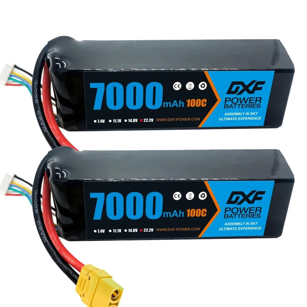2Pcs Dxf Lipo 6S 22.2V Batteria 7000Mah 100C Racing Series Softcase Per Rc Car Boat Truck Evader Bx Truggy 1/8 Buggy