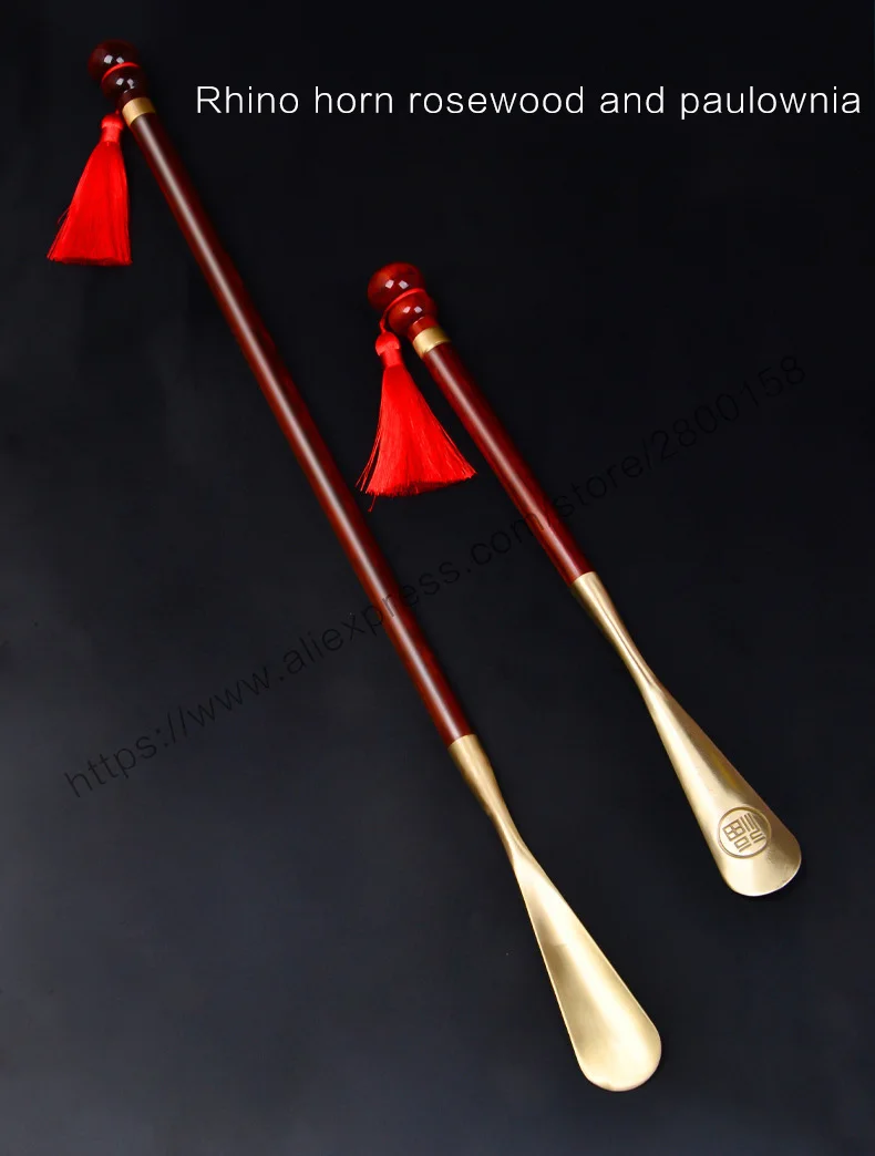 58 cm 35 cm Sandelholz Holz Professionelle Schuhlöffel Flexible Lange Griff Schuhlöffel Nützliche Schuhheber Messing Schuhlöffel Hause Werkzeuge – Detail 1