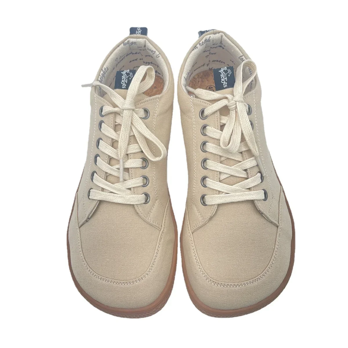 Tipsietoes 2025 Natural 100% Cotton Canvas Barefoot Women Lace Sneaker With Flat Soft Zero Drop Sole Wider Toe Box Light Weight 2