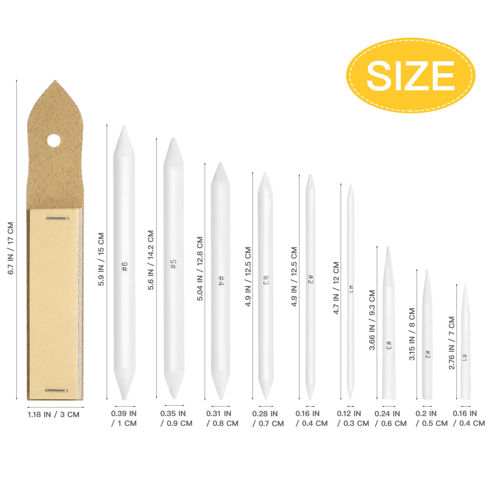 12Pcs Blending Stumps Tortillions Set Sandpaper Pencil Pointer Drawing Tools Sketch Charcoal Pencils Art Supplies 6