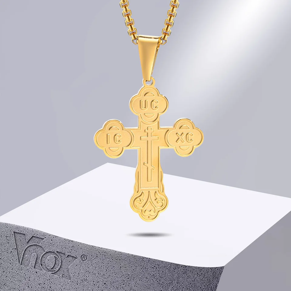 VASSAGO Kruis Ketting voor Mannen Vrouwen, Kruisbeeld/Orthodox Kruis