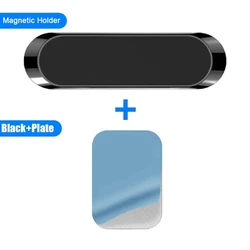 Magnetic Dashboard Mini Strip Phone Holder - Sleek Metal Mount (Black)