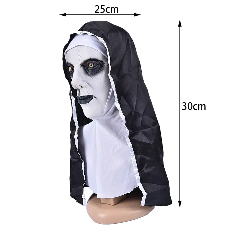 Horror Scary Nun Latex Mask w/Headscarf Valak Cosplay for Halloween Costume