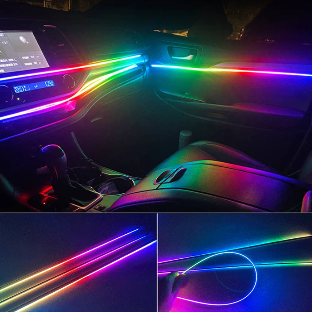 75CM For LED Strip Symphony Car Ambient Lights 64 Color RGB Interior Acrylic Optical Fiber Strip Dashboard Lamp For Replacement