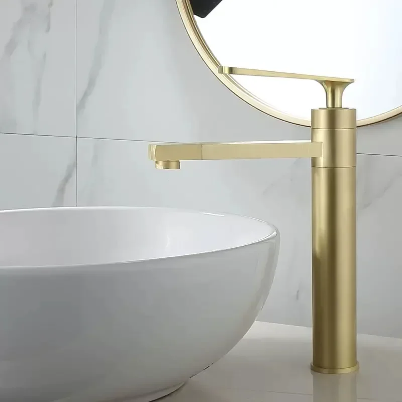 Bathroom Faucet Brushed Gold Basin Cold And Hot Water Mixer Sink Tap Single Handle Deck Mounted Gray