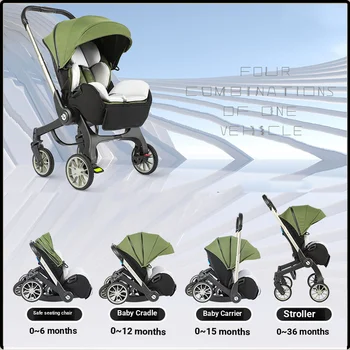 Passeggino multifunzionale 4 in 1 Passeggino convertibile per neonato Sedile di sicurezza Combo Passeggino pieghevole