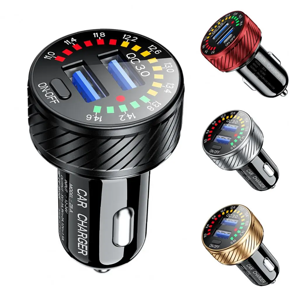 Car Voltage Meter DC 12-24V 36W Car Voltage Meter Lighter Socket Adapter Portable Vehicle QC 3 0 Fast Charging Mobile Phone Charger