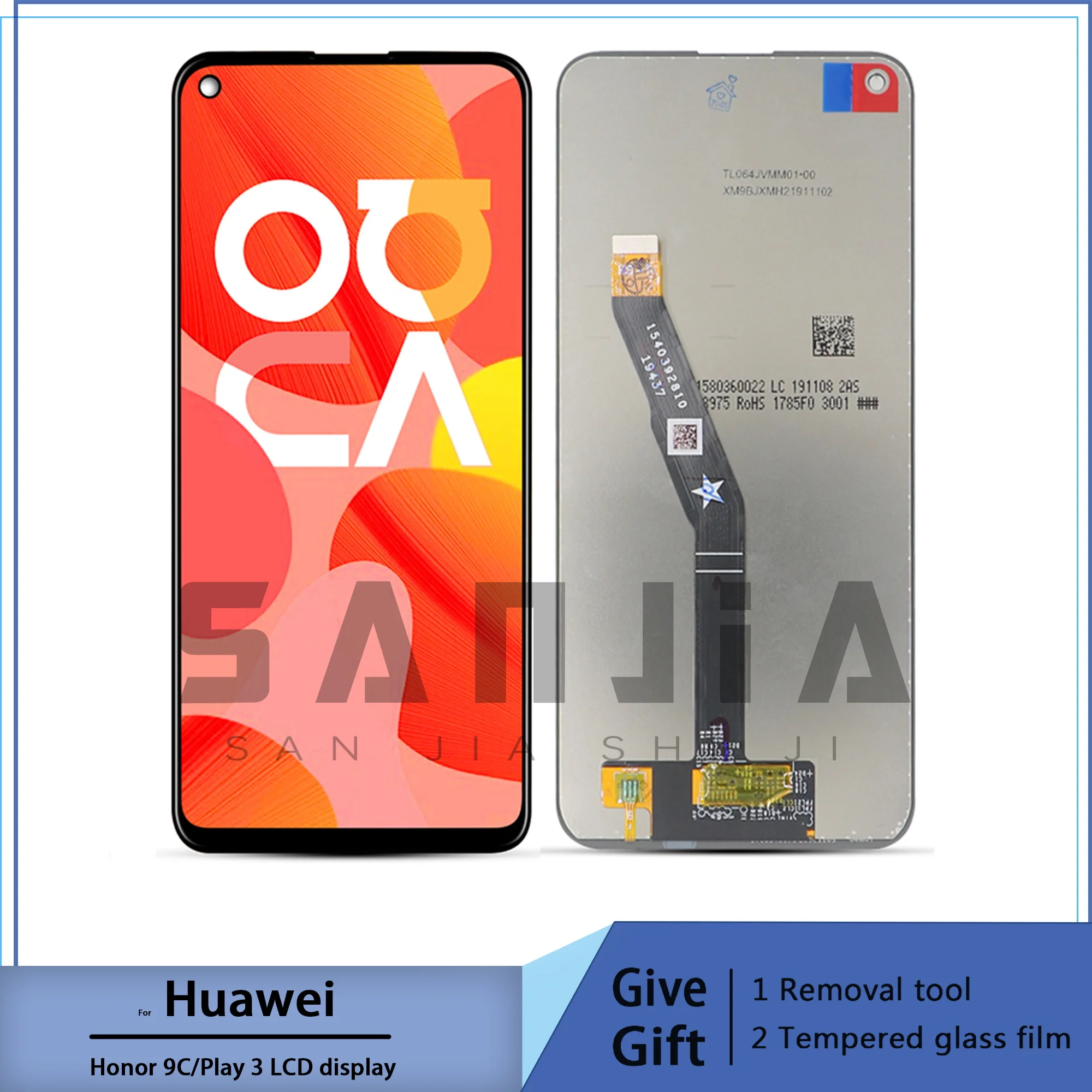 For lcd screen huawei honor 9c, digitized touch screen for 6.39'' cell phone replacement