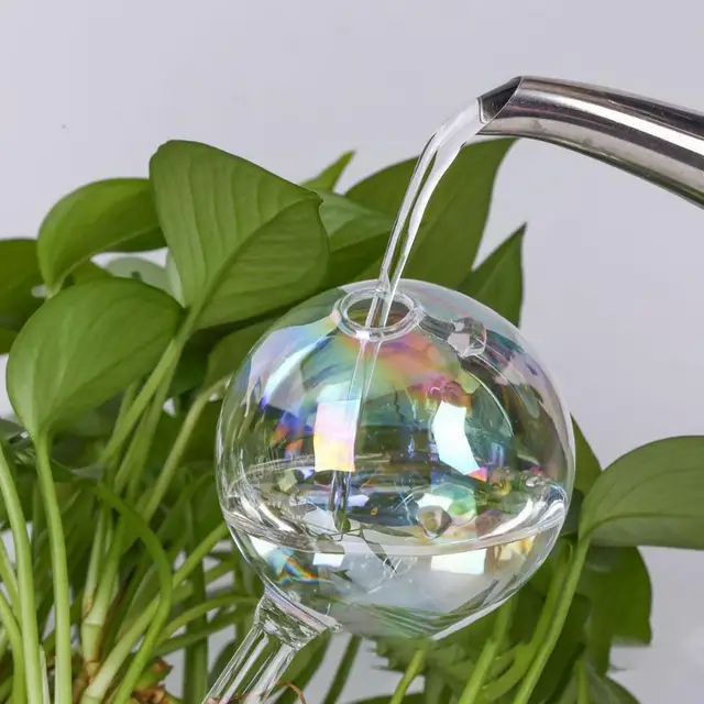 4 Pack Large Plant Watering Globes - 13oz Iridescent Glass Self-Watering Bulbs For Indoor & Outdoor Plants