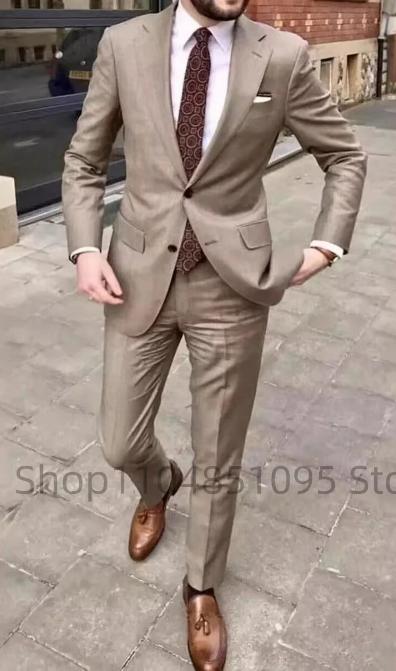 Smart Casual 2-Piece Men's Suit Notch Lapel Two Buttons Jacket Pants Groom Wedding Prom Party Dinner Tuxedos Business Suits Set