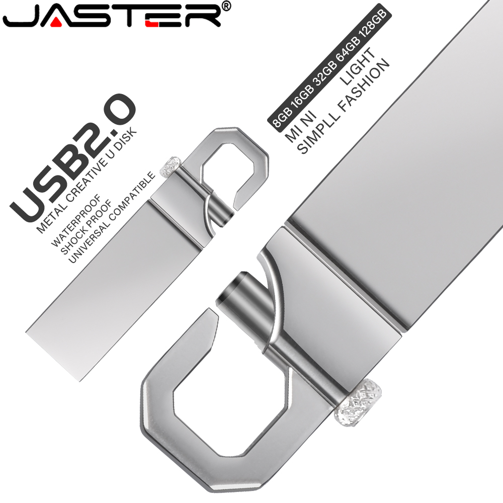JASTER Metal Mini Pen Drive 128GB Key Ring USB Flash Drive 64GB Gold Creative Business Gift 32GB for Computer Memory Stick 16GB