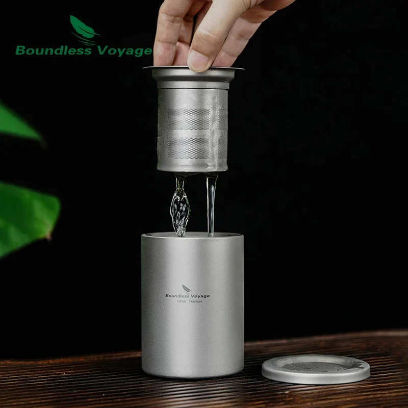 Boundless Voyage 필터 포함 차 머그잔, 이중 벽 티타늄, 초경량 우유, 위스키 음료 용기, 180ml, 350ml