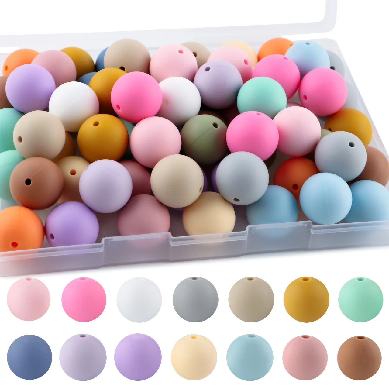 Vibrant Silicone Beads for DIY Jewelry Crafting - 50 Pieces, 12/15mm