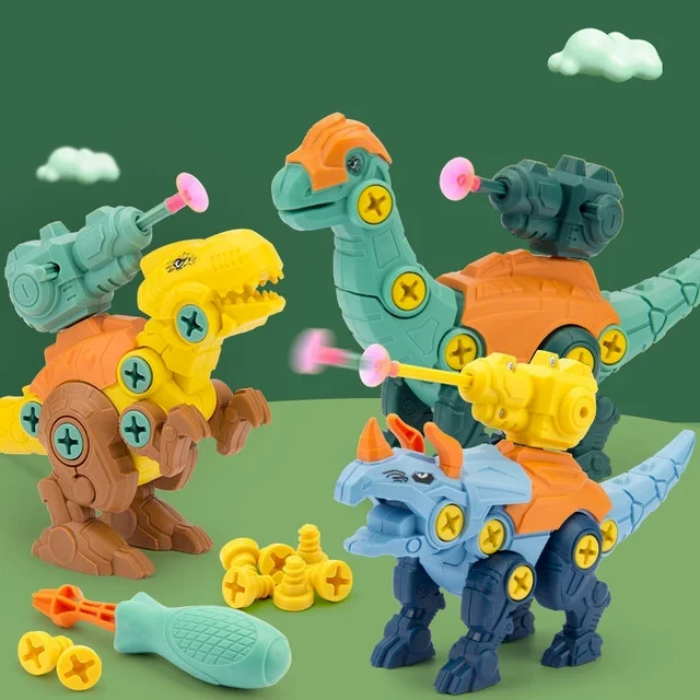 Children's Dinosaur Construction Boy Toy Set Educational Designer Model Screwdriver Disassembly Assembly Puzzle Toys for Kid A+ 2