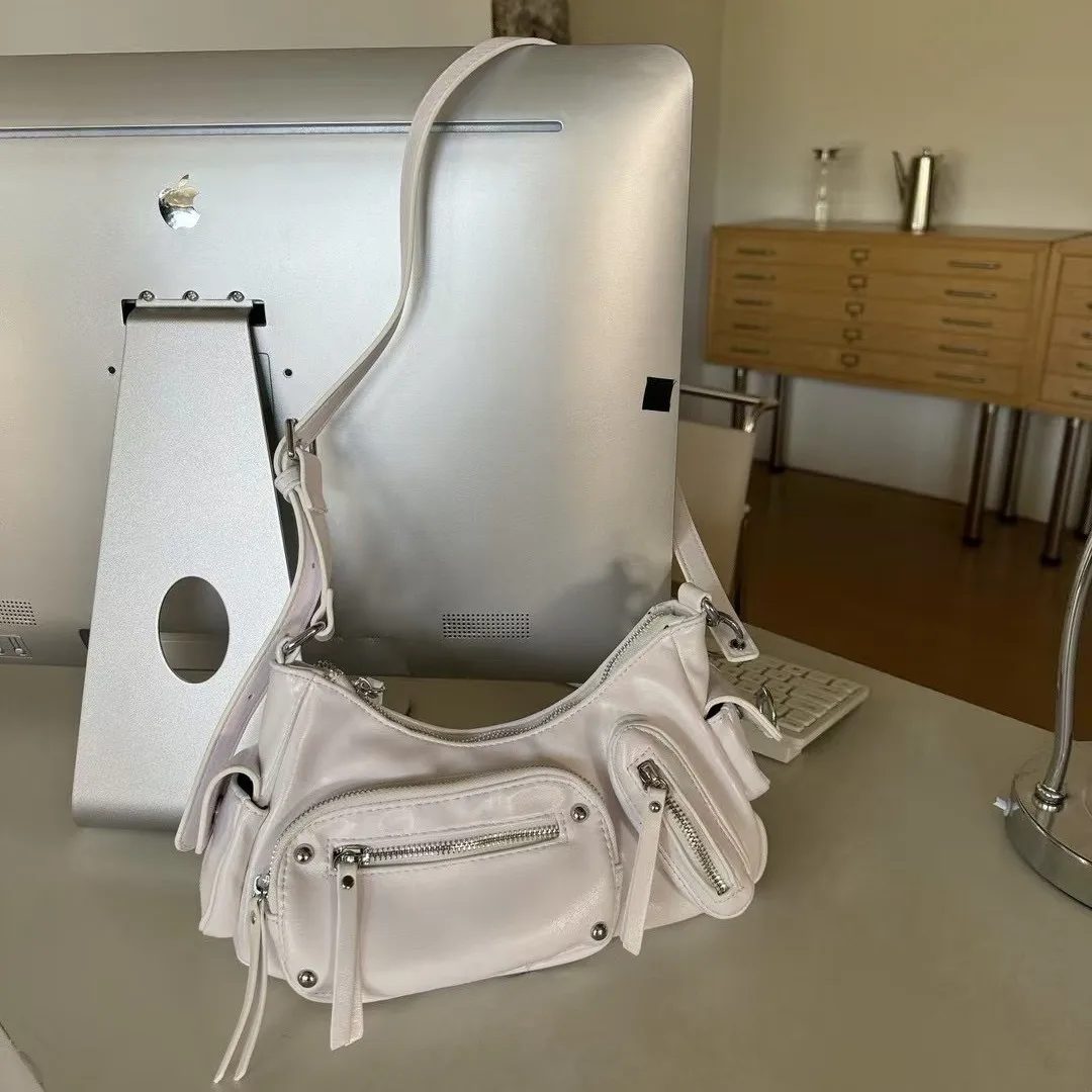 Fashion Multi-Zipper Underarm Bag Luxury Designer Pu Leather Shouder Crossbody Bags Trend Punk Motorcycle Bag 2025