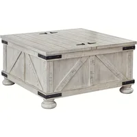 Farmhouse Coffee Table, Casual Cocktail Table with Storage Space, White 1