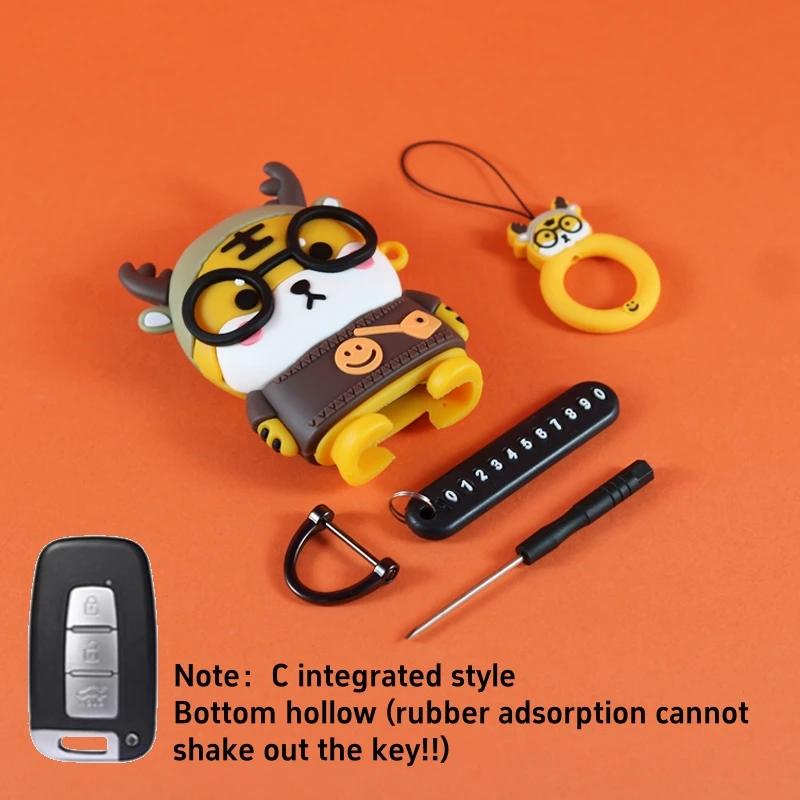 جرابات مفاتيح سيارة من الكرتون النمر ، أغطية مفاتي...