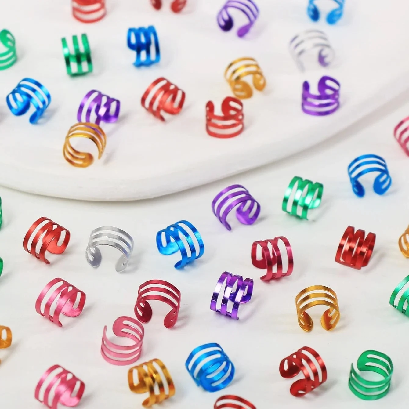 50/100 stücke DIY aushöhlen Haarring, Dreadlocks Perlen Haar Geflecht Ringe Clip Angst Haar Flechten Metall Manschetten Dekoration/Zubehör – Detail 11