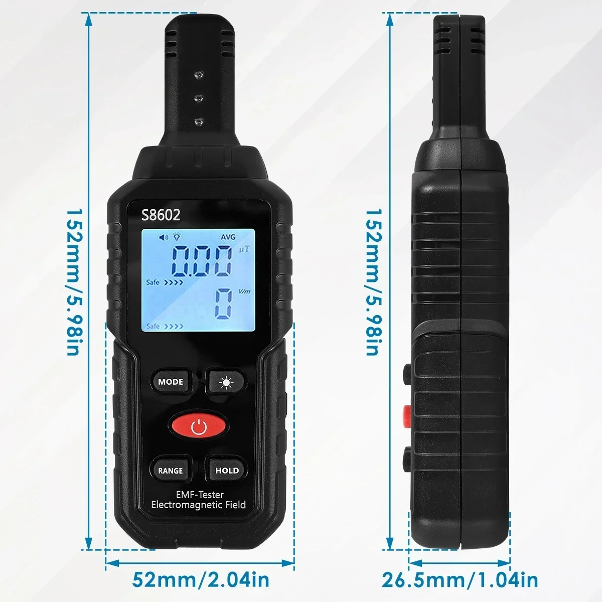 Electromagnetic Radiation Detector 3 in 1 EMF Reader Meter Digital LCD EMF Tester with Sound Light Alarm Temperature Measure