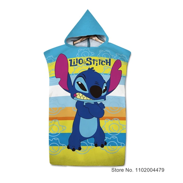 Disney Stitch Lilo Cartoon 3D stampato telo mare con cappuccio Quick Dry  nuoto surf accappatoio mantello Fitness per bambini adulti - AliExpress