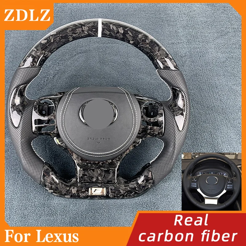 

Автомобильное рулевое колесо для Lexus ES UX LS LM LC RX NX RZ LFA CT GS ISF GS RX 2014 -2019, кованое углеродное волокно, перфорированная кожа