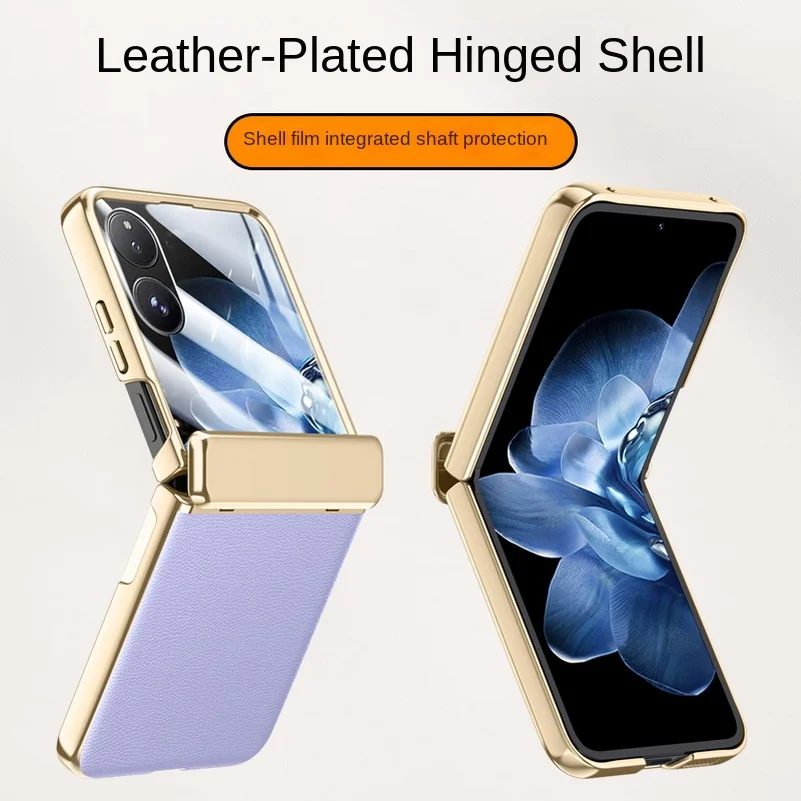 Electroplated Spring Hinged Leather Tempered Glass Protective Case - All-Inclusive Cover