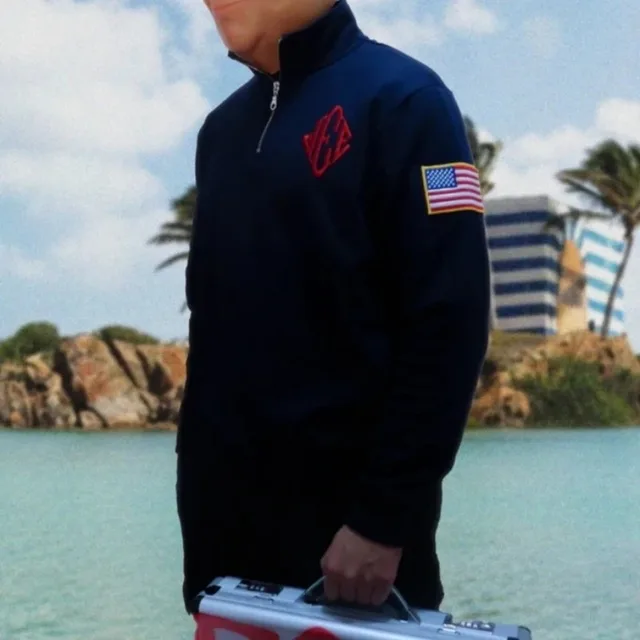 American retro Gothic Epstein embroidered letter oversized cardigan men'sY2K street hip-hop Harajuku fashion stand up collar top 2