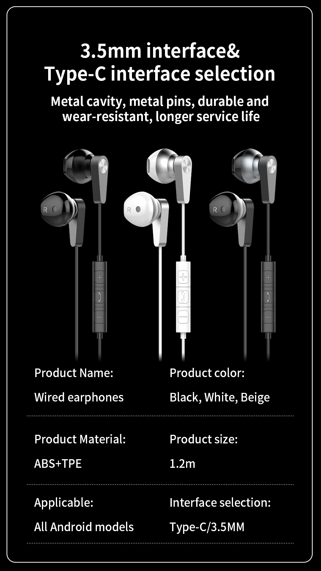 Wired Headphones USB C Headphone For Samsung HiFi Dolby Audio In-ear Noise Cancelling Music Type C 3.5mm Wired Earbuds For Galaxy S25 S24 Ultra wired earphones,wired earplugs,in ear earphones