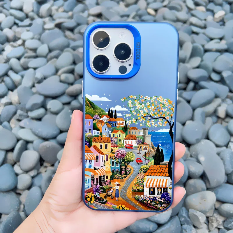 Ästhetische Stadtstraßenlandschaft Stadt Handyhülle für iPhone 17 16 13 12 Pro Max Mini 11 14 15 Pro Max Plus stoßfeste Laserabdeckung – Detail 2